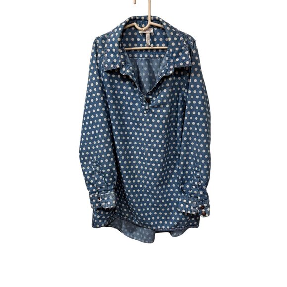 Blue Polka Dot Button-Up Shirt Tunic Girls Size 14 By 435 Matilda Jane - Picture 1 of 5